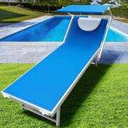 BAKAJI  Ξαπλώστρα Παραλίας Αλουμινίου με Σκίαστρο και Μαξιλάρι Πισίνα Θάλασσα Κήπος Μπλε  02011828