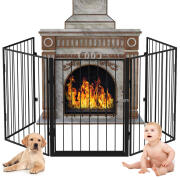 BAKAJI  Πόρτα Προστασίας Τζακιού για Σκύλους και Παιδιά Διαχωριστικό Φράχτης 3μ Μαύρο  02012758