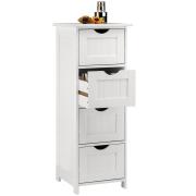 BAKAJI  Συρταριέρα 4 Συρτάρια με Ράφι Ξύλο MDF Λευκό 30x30x82cm  02053437