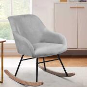 BAKAJI  Πολυθρόνα Καρέκλα Κουνιστή Χαλάρωσης Υφασμάτινη και Μεταλλική Επενδυμένη Μοντέρνου Σχεδιασμού Γκρι  02814221