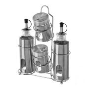 Bakaji Σετ Μεταλλικό Λαδόξιδο - Αλατοπίπερο με Μεταλλική Βάση 4 τμχ Inox Bakaji 02814694