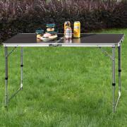 BAKAJI  Πτυσσόμενο τραπέζι κάμπινγκ πικνίκ με ρυθμιζόμενο ύψος, γκρι, με λαβή μεταφοράς.  02815246
