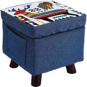 STAKMANN  Πουφ αποθηκευτικός χώρος από ύφασμα πολλαπλών χρήσεων υποπόδιο σκαμπό και μπαούλο χρώμα μπλε  02815331