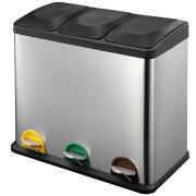 BAKAJI  Κάδος Ανακύκλωσης 54 ΛΤ Ατσάλι 3 Χώροι Κάδος Απορριμμάτων με Πεντάλ  02824806