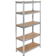 BAKAJI  Ράφι 5 Επιπέδων Μεταλλικό και Ξύλινο 180x75cm Βαρέως Τύπου Γαλβανισμένη Ραφιέρα  02825056