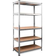 BAKAJI  Ράφι 5 Επιπέδων Μεταλλικό και Ξύλινο 180x90cm Βαρέως Τύπου Γαλβανισμένη Ραφιέρα  02825057