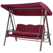 BAKAJI  Κούνια Κήπου Ίμπιζα 3 Θέσεων με Σκίαστρο Μαξιλάρια και Πτυσσόμενους Δίσκους Μπορντό  02828215