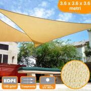 BAKAJI  Τρίγωνη τέντα σκίασης κήπου Vela Telo Parasole 3,6x3,6μ HDPE Μπεζ  02832415