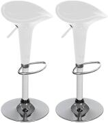 BAKAJI  Σετ 2 Ρυθμιζόμενα Σκαμπό Κουζίνας από Ατσάλι και ABS Περιστρεφόμενο Σκαμπό Λευκό Σπίτι Μπαρ  02832788