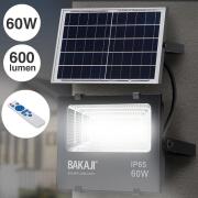 BAKAJI  Προβολέας LED 60W με Ηλιακό Πάνελ Εξωτερικού Χώρου Υψηλής Φωτεινότητας 600lm + Τηλεχειριστήριο  02834427