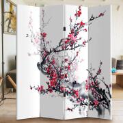BAKAJI  Παραβάν Διαχωριστικό 4 Πάνελ Εκτύπωση Μπρος-Πίσω Ιαπωνική Κερασιά 180x160εκ  02835391