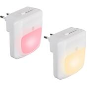 BAKAJI  2 Λάμπες Νυκτός LED με 3 Λειτουργίες RGB Λευκό Ρυθμιζόμενο Φωτισμό Σούρουπο  02837376