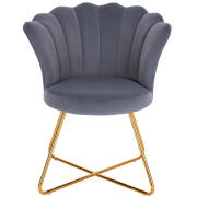 Bakaji 02839291 Πολυθρόνα με Πλάτη και Κάθισμα από Βελούδο Γκρι