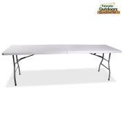 Bakaji 02839871 Πτυσσόμενο Τραπέζι από Ρητίνη 244x76x72cm Μεταλλικό Αναδιπλούμενο σε Βαλιτσάκι Λευκό