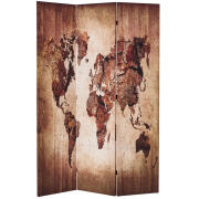 BAKAJI  Παραβάν Διαχωριστικό 3 Πάνελ Δομή Ξύλου Εκτύπωση Χάρτη 180x120cm  02839889