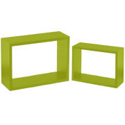 BAKAJI  Σετ 2 Ράφια Τοίχου Μονάδες Τοίχου Κρεμαστά Ορθογώνια Ξύλινα Πράσινα 40 εκ.  02840351