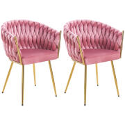 Shally Dogan  Σετ 2 Καρέκλες για Τραπεζαρία και Γραφείο σε Βελούδο Ροζ Αντίκ Καρέκλα Εργονομική  02841023