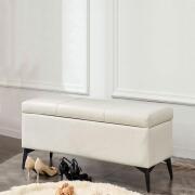 Shally Dogan  Κασετίνα Αποθήκευσης Οικολογικό Δέρμα Καναπές Πάγκος Πουφ με Μεταλλικά Πόδια Μπεζ  02841063