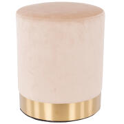 Shally Dogan Πουφ υποπόδιο από μπεζ βελούδο με ξύλινη δομή 31x31x38 εκ. Χρυσή μεταλλική βάση.  02841266