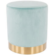 Shally Dogan Πουφ υποπόδιο από βελούδο σε ακουαμαρίνα, ξύλινη κατασκευή 31x31x38cm, χρυσή μεταλλική βάση.  02841270