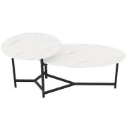 Shally Dogan 02841333 Χαμηλό Τραπεζάκι Καφέ με 2 Ράφια Εφέ Λευκού Μαρμάρου