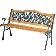 BAKAJI  Παγκάκι Κήπουαπό Ξύλο Διακοσμημένη Πλάτη με Τουλίπες  02841358