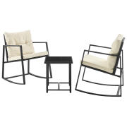 Shally Dogan  Σετ Τραπέζι και Κουνιστές Πολυθρόνες Εξωτερικού Χώρου Έπιπλα Κήπου Πολυρατάν Μπεζ και Μαύρο  02841519