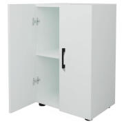 Pratiko 02842027 Πολυχρηστικό Έπιπλο με 2 Πόρτες και 2 Ράφια 49x32x74εκ Λευκό Ξύλο με Μαύρες Λαβές