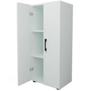 Pratiko 02842028 Πολυχρηστικό Έπιπλο με 2 Πόρτες και 3 Ράφια 49x32x108.5εκ. Λευκό Ξύλο με Μαύρες Λαβές