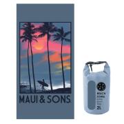 MAUI&SONS Πετσέτα θαλάσσης microfiber με σχέδιο γκρι palm trees