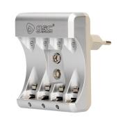 GSC  Φορτιστής Μπαταριών για έως 4 Μπαταρίες ΑΑ/ΑΑΑ & 1x9V Ασημί