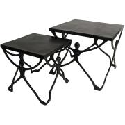 ArteLibre Τραπεζάκι Άνθρωποι Αλουμίνιο 58x58x49cm Σετ 2Τμχ Μαύρο