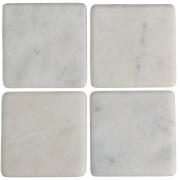 ArteLibre Σουβέρ Τετράγωνο Μάρμαρο 10x10x3.8cm Σετ 4Τμχ Λευκό