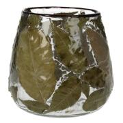 ArteLibre Κηροπήγιο Φύλλα Τσαγιού Γυαλί 10x10x10cm Διάφανο