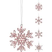 ARTELIBRE Στολίδι Κρεμαστό Χιονονιφάδα Με Πολύτιμες Πέτρες Ροζ Μέταλλο Φ10cm Σε 4 Σχέδια