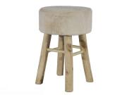 ARTELIBRE Σκαμπό Γούνα Κρεμ Ύφασμα/Ξύλο Φ30x46cm