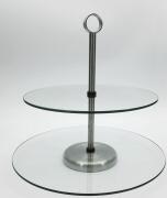 ARTELIBRE Δίσκος Σερβιρίσματος Διώροφος Διάφανο Γυαλί/Μέταλλο Φ25/Φ30x28cm