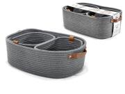 ArteLibre Καλάθι Οβάλ Με Λαβές Πλεκτό (2x)22x16x11cm/35x25x13cm Σετ 3Τμχ Γκρι