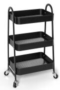 ARTELIBRE Τρόλεϊ Κουζίνας Τριθέσιο Μαύρο Μέταλλο 45x30.5x77cm