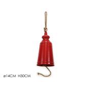 ARTELIBRE Στολίδι Κρεμαστό Καμπάνα Με Σχοινί Κόκκινο Φ14x30cm