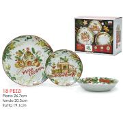ARTELIBRE Σερβίτσιο Πιάτων Με Χριστουγεννιάτικη Διακόσμηση Πολύχρωμο Πορσελάνη Σετ 18Τμχ