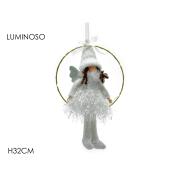 ARTELIBRE Στολίδι Κρεμαστό Στεφάνι Με Άγγελο Λευκό/Χρυσό Μέταλλο/Λούτρινο 32cm