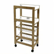 SMART MARKET Μανάβης Τρόλεϊ Με 4 Καλάθια Φυσικό Μπαμπού/Μέταλλο/Πλαστικό 40x22x83cm