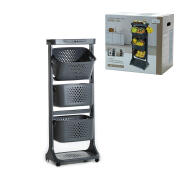 SMART MARKET Μανάβης Τρόλεϊ Με 3 Καλάθια Γκρι Πλαστικό 44x29x112cm