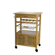 SMART MARKET Ντουλάπι Τρόλεϊ Με Καλάθι Και Συρτάρι Φυσικό Μπαμπού/Μέταλλο 60x36x88cm