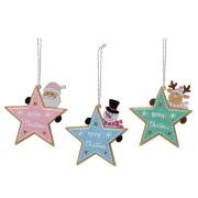 ARTELIBRE Στολίδι Κρεμαστό Αστέρι Με Άι Βασίλη/Τάρανδο/Χιονάνθρωπο 11cm Σε 3 Σχέδια