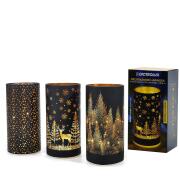 ARTELIBRE Δοχείο Με Χριστουγεννιάτικη Διακόσμηση Φωτιζόμενο Μαύρο 20.5cm Σε 3 Σχέδια