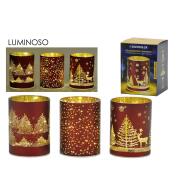 ARTELIBRE Δοχείο Με Χριστουγεννιάτικη Διακόσμηση Φωτιζόμενο Κόκκινο 12.5cm Σε 3 Σχέδια