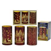 ARTELIBRE Δοχείο Με Χριστουγεννιάτικη Διακόσμηση Φωτιζόμενο Κόκκινο 16.5cm Σε 3 Σχέδια