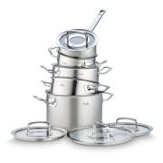Fissler Original Profi Με Γυάλινο Καπάκι Χύτρες 16/20/24cm Ημίχυτρα 20cm & Κατσαρολάκι 16cm Απο Ατσάλι Σετ 5 Τεμαχίων